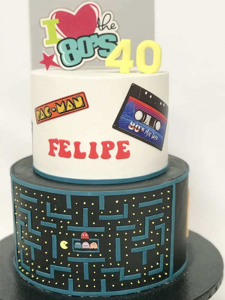 Tarta 80s cumpleaños